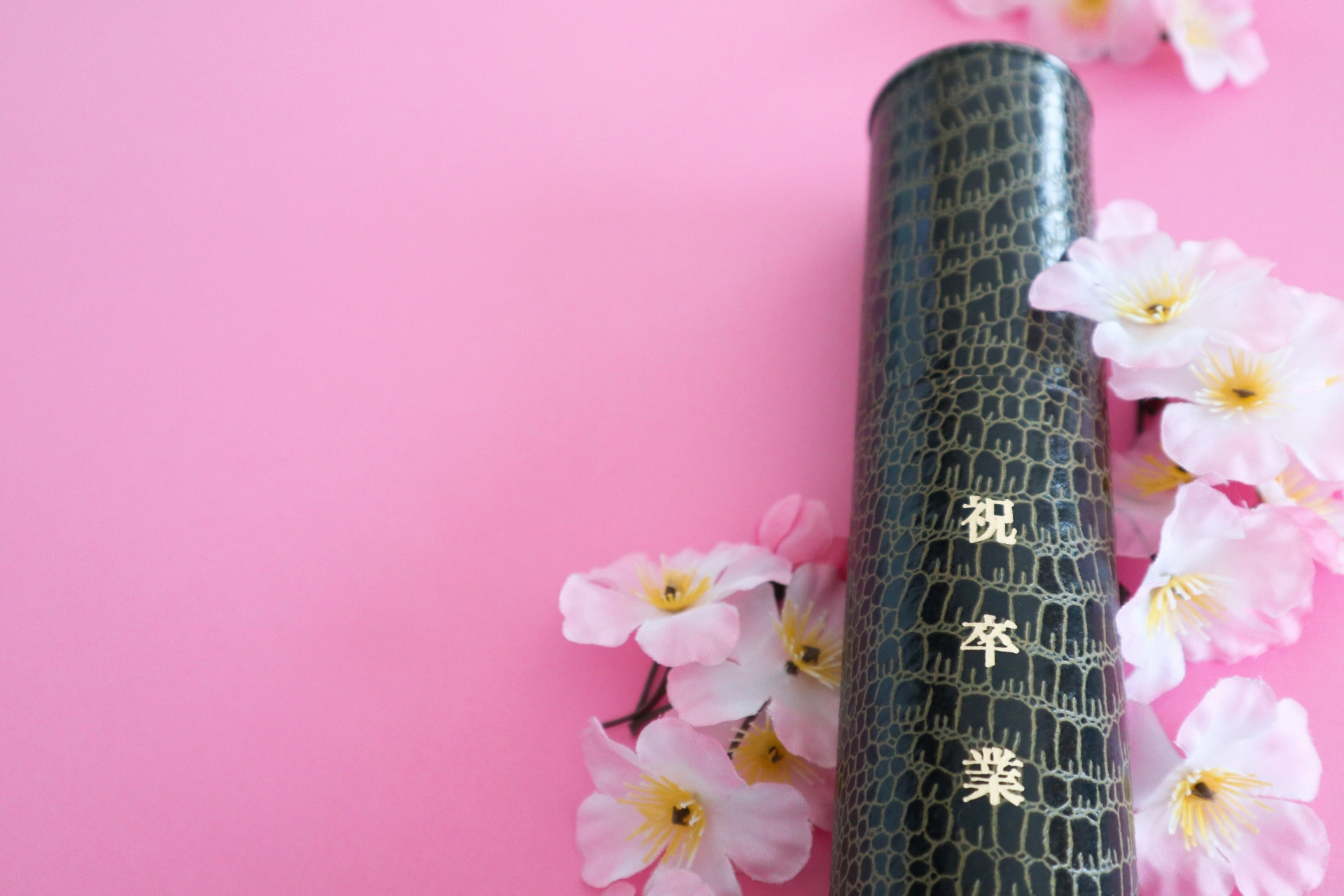 卒業証書と桜の花