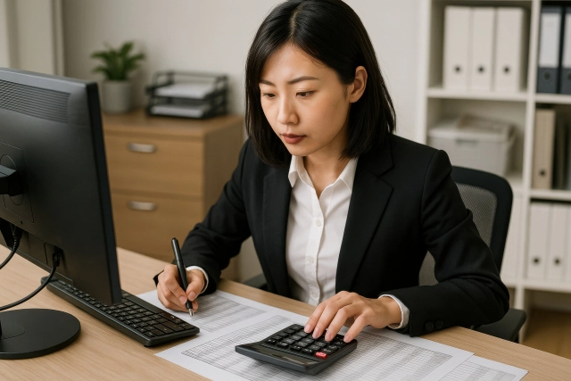 計算する女子社員