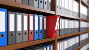 本棚に並ぶ沢山のファイル